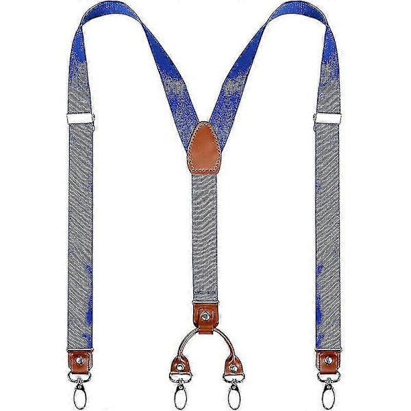 Herrar Y-formade Breda Tunga Armbandsband med 4 Metallklämmor Justerbara Elastiska Remmar - FÄRG: Svart