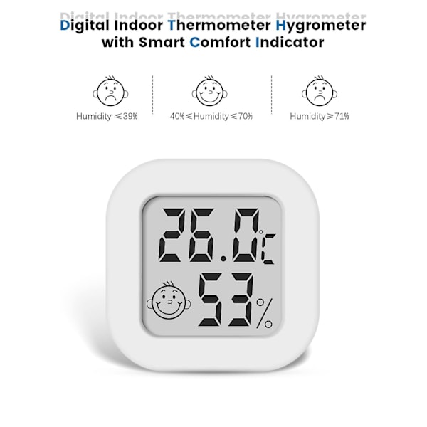 Mini Høypresisjons Digitalt Rom Hygrometer Termometer, Temperaturmåler og Hygrometer