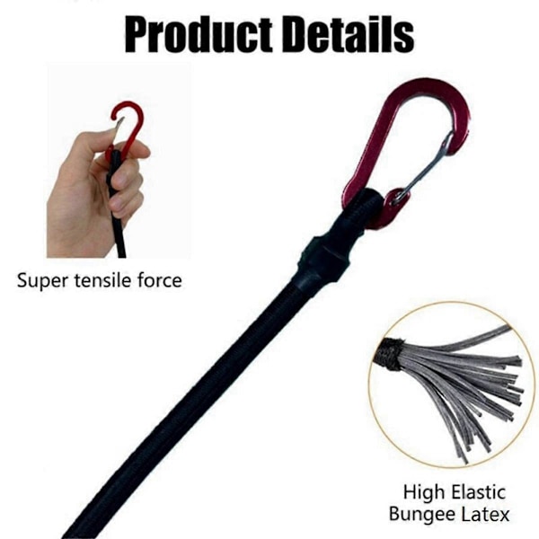 4 stk. Elastisk Teltsnor til Udendørs Camping Vandreture Bagage Bindesnor Strækrem Camping Tilbehør 120cm