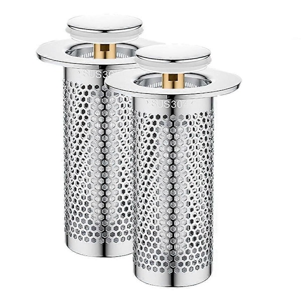 2 stk. Gulvafløbsfilter i rustfrit stål, Badekarvaskesi, -Op Vaskefilter, til køkken, badekar, vask vandrør