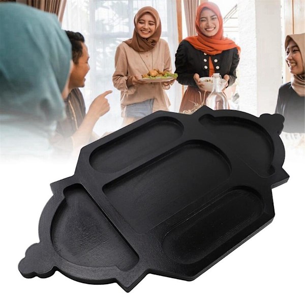 Eid Mubarak Trebrett i Tre, Ramadan Snacksbrett Dessert Kakebrett Kunstnerisk Serveringsbrett Gull
