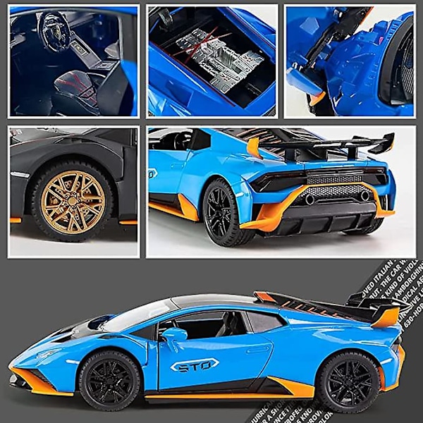 1:24 Legering Diecast Bilmodell För Lamborghini Huracan Sto 2021, Pull Back Fordon Modell Bilar Leksak För Barn 3 Till 12 År Gamla Present Vuxen Samling Bil