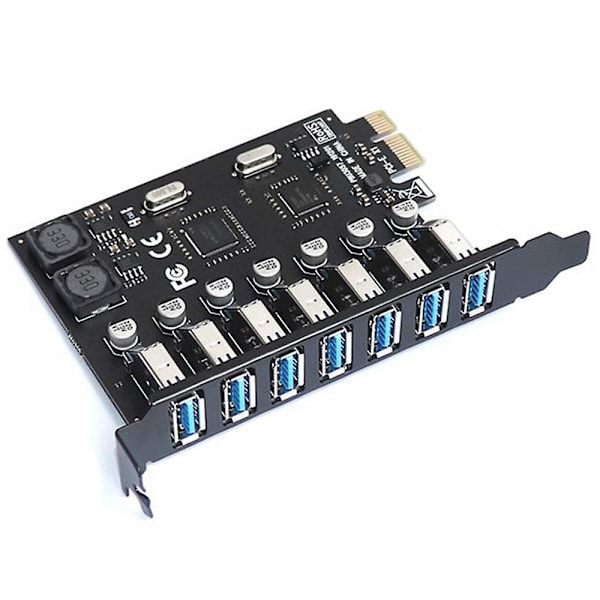 USB 3.0 PCI Express Adapter PCI E til 7 Ports USB 3 Udvidelsesadapterkort USB3 PCIe PCI-E X1 Controller Konverter (VIA)