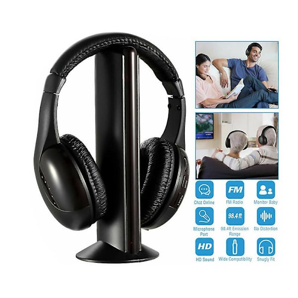 5-in-1 Langattomat Kuulokkeet, Langattomat Korvanapit, FM-Radio, TV-Kuulokkeet, Johdolliset Kuulokkeet