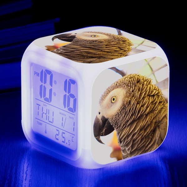LED Vækkeur, Børne Sengelampe Vækkeur, Firkantet, Belyst LCD Display stil 1 2025th