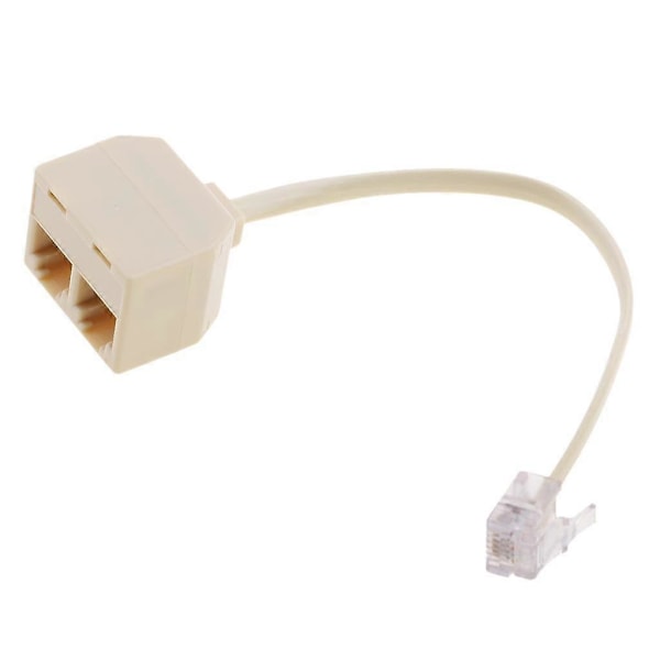 RJ11 Splitter 1 till 2 Fe Adapter Delare Telefon 6P4C Beige
