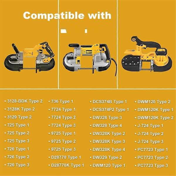 8 kpl 650721-00 Vannesahan kumirenkaat kannettaviin vannesahan terän osiin DWM120 A02807 DCS374 DW328K D
