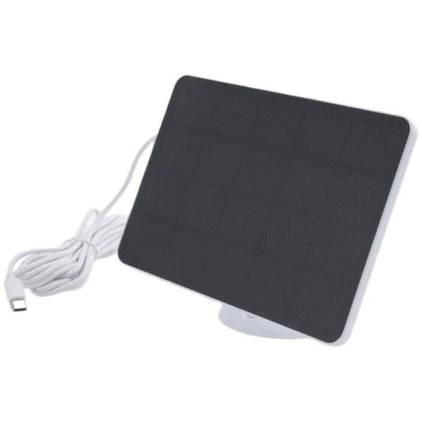 4W vanntett solcellepanel-lader for hjemmesikkerhetskameraer, drevet av solceller med ladekabel, hvit
