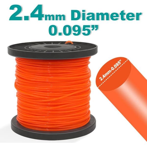 Kraftig gresstrimmerlinje 2,4 mm x 100 m rund børstekuttelinje nylonsnelle for hagebørstekutter, 0,095\"