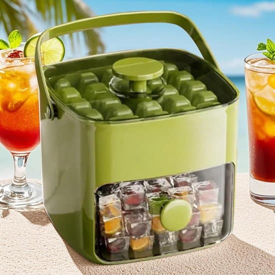 Ice Cube Machine with Holder - Ice Tray Set - Beverage Cooling - High Capacity 120 Pieces