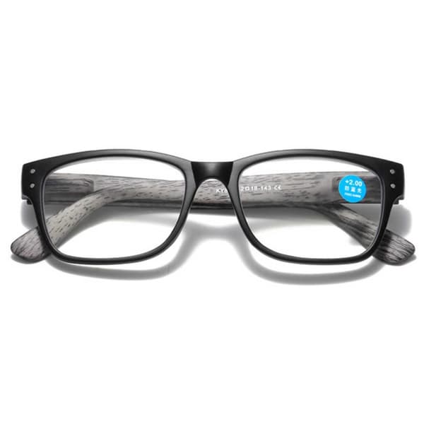 Rectangular Reading Glasses with Wood Design and Blue Light Protection [Choose Strength] Grey