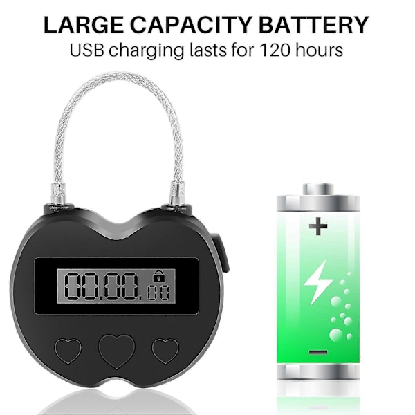 Smart Tidsspärr Lcd-display Tidsspärr Multifunktionell Resa Elektronisk Timer, Vattentät Usb Laddning