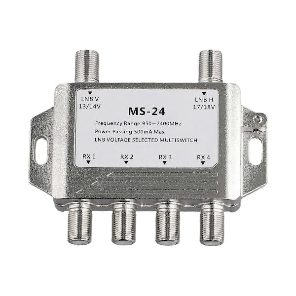 2 in 4 Out DiSEqC 4X2 Switch Satellitsignal Multiswitch LNB Spänning 950-24000MHz för TV-mottagare