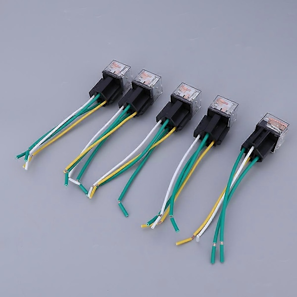 Set med 5 Relä 12V 60A 4-pin SPDT Bil Kontrollenhet Bilreläer med Kabel