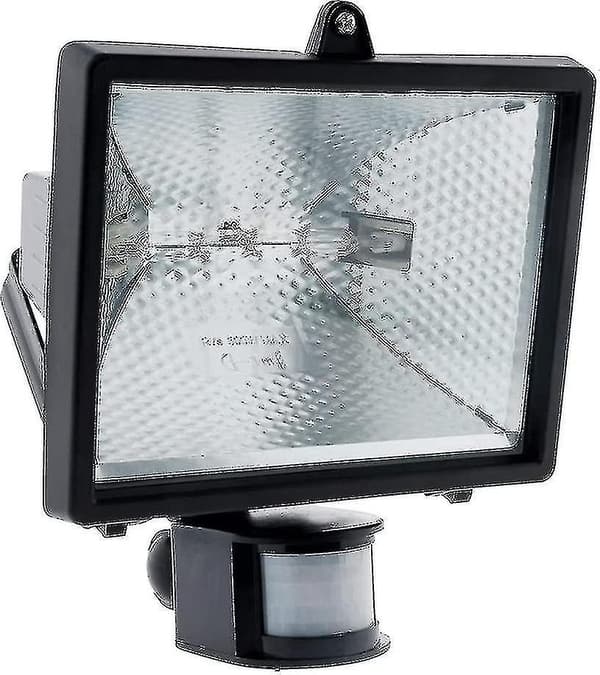 400W Svart Halogen Floodlight med Detektor - IP44 CE