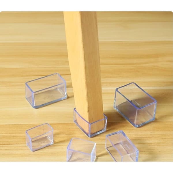Set med 16 rektangulära silikongolvskydd för stolsben - 20 x 30 mm, Transparent