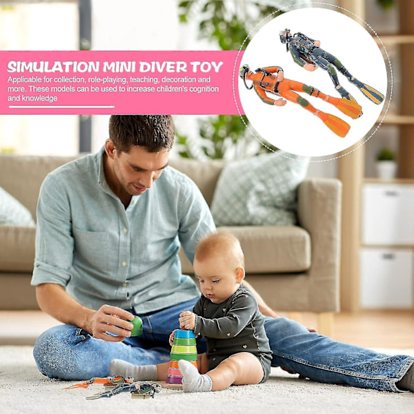 2 stk. Mini Dykker Figurer Dybhavsdykker Små Ubådsfigurer Akvarium Realistiske Dykkerfigurer Dykker Med Slange Scuba Steve Legetøjsdukke