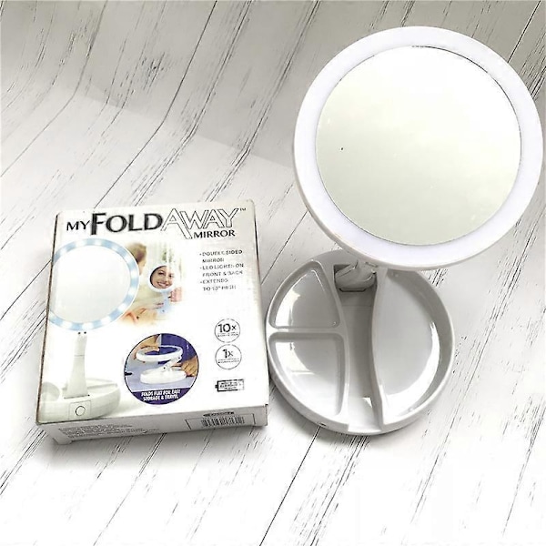 Makeup Spejl med Lys, Dobbeltsidet 1X/10X Forstørrelsesspejl, Genopladeligt LED Spejl Justerbart 1 stk
