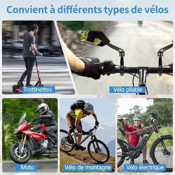 Elcykelspejle, foldbare, styrkompatible, HD 20-24 mm, cykelsikkerhedsbeskyttelse