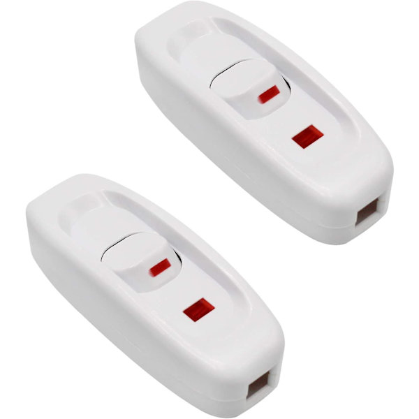 2-pack AC 250V 10A Inline På/Av Vippströmbrytare Skrivbordslampa Kabelbrytare Med Vit LED-indikator