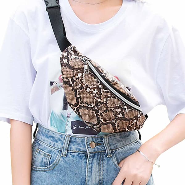 Slangeskinds Taljetaske Mavebælte Cross Body Bum Bag