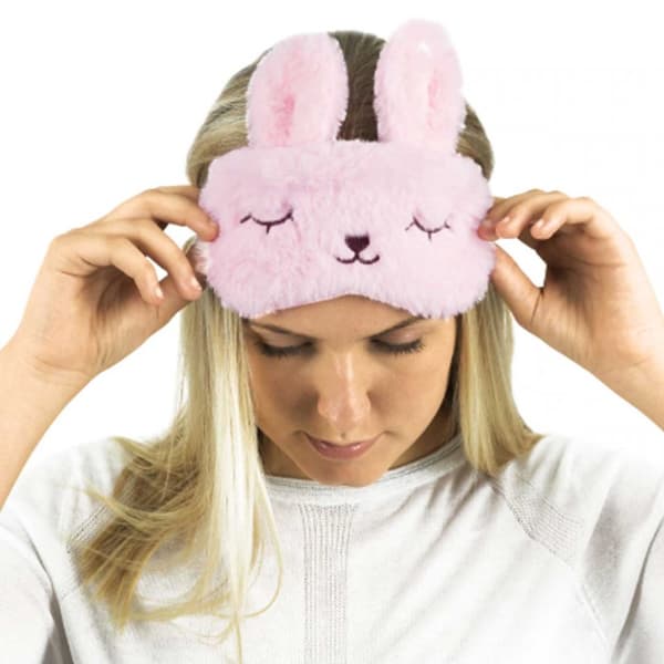 Söt Mjuk Lurvig Rosa Sovmask Ögonmask Flygresor Kanin