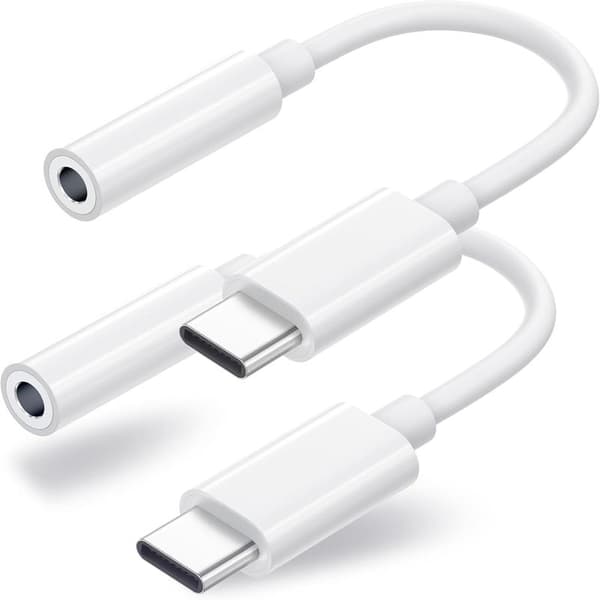 2-pak USB-C til 3,5 mm hovedtelefonstikadapter, MacBook, iPad Pro, Pixel 7/6/5., Samsung S21-24, USB-C til AUX-lydadapterkabel. Egnet