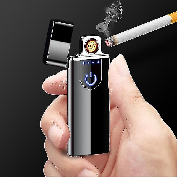 Elektronisk lighter, smart USB genopladelig lighter, mini elektrisk lighter med berørings tænding, vindtæt flammeløs lighter plasma lighter med batteri indikator