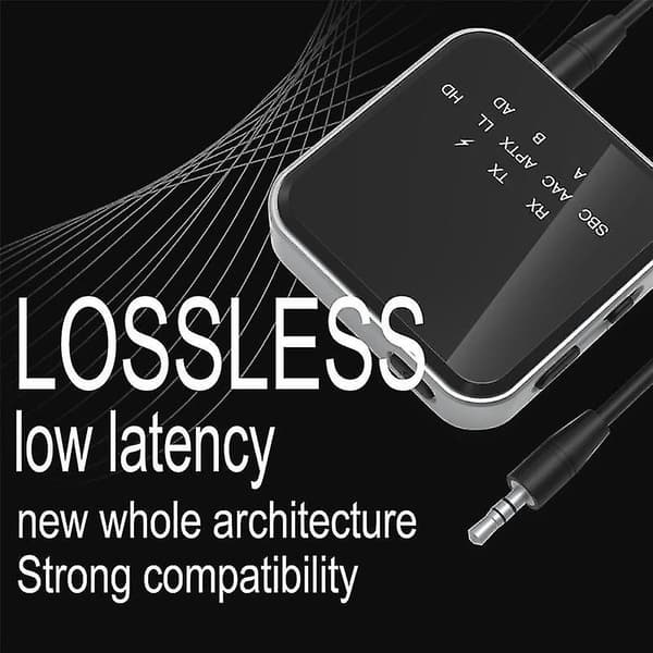 2-i-1 HiFi Bluetooth 5.2 AptX HD Sender/Mottaker Trådløs 3,5 mm Aux Optisk AptX Adapter For
