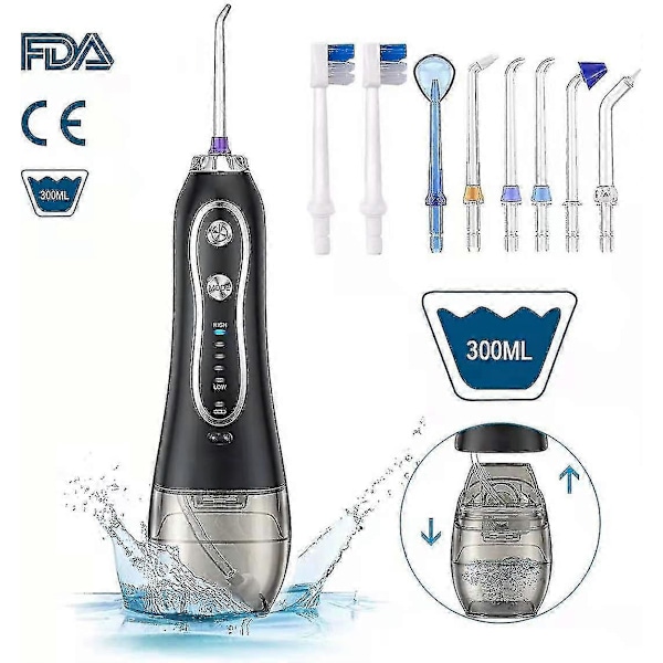 Professionell Sladdlös Vattentrådsanordning - Kraftfull Dental Oral Irrigator Med Gravitationskula - 5 Nivåer, 5 Munstycken - Portabel & Resevänlig G