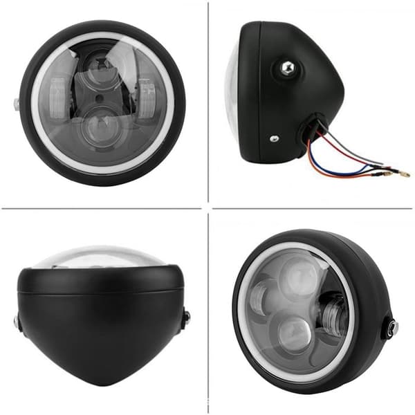 Universal rund retro LED motorcykel forlygte, retro stil