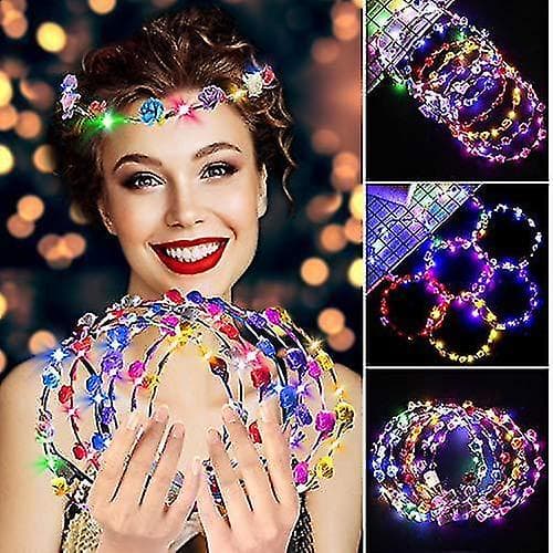 10 stk. LED Blomsterkrone Justerbar Blomsterkrans Hodebånd Hodeplagg