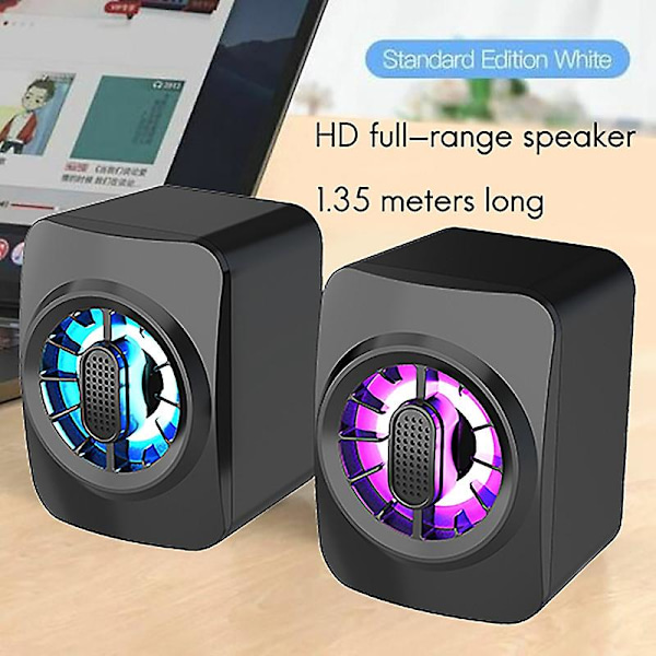 A1 Datamaskinhøyttalere Multimedia Datamaskin Skrivebord USB Strømforsyning 3.5mm Kablet Subwoofer RGB Dazzlin