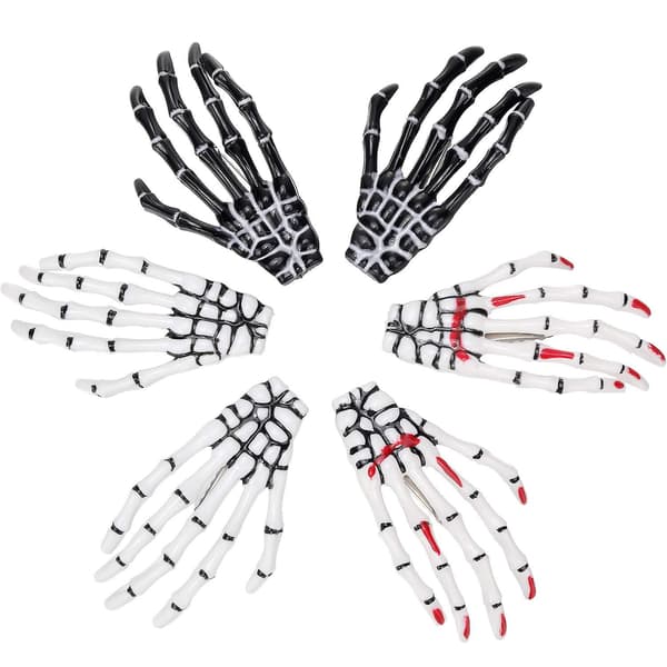 6-pack Skull Hand Bone Hårclips Claw Skull Hand Hårclips Zombie Punk Rock Horror Hårclips
