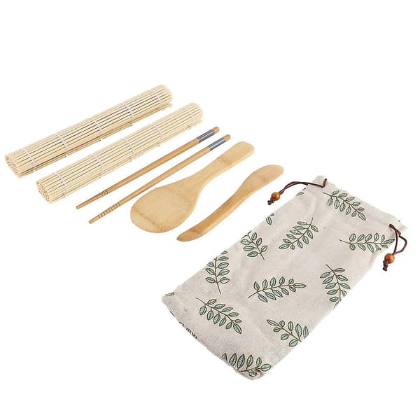 Bambus Sushi Kit med Rullematter Rispadle Spreder og Spisepinner