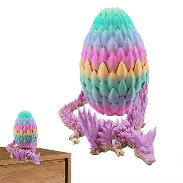 3D Drageegg med Drage Inni Artikulerte Krystall Drage i Egg Hjemmeinnredning Drageleker Samleobjekt