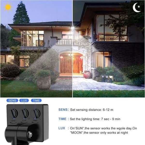 LED-strålkastare med rörelsesensor - Uppdaterad 2023 - 20W - IP65 - 2-pack