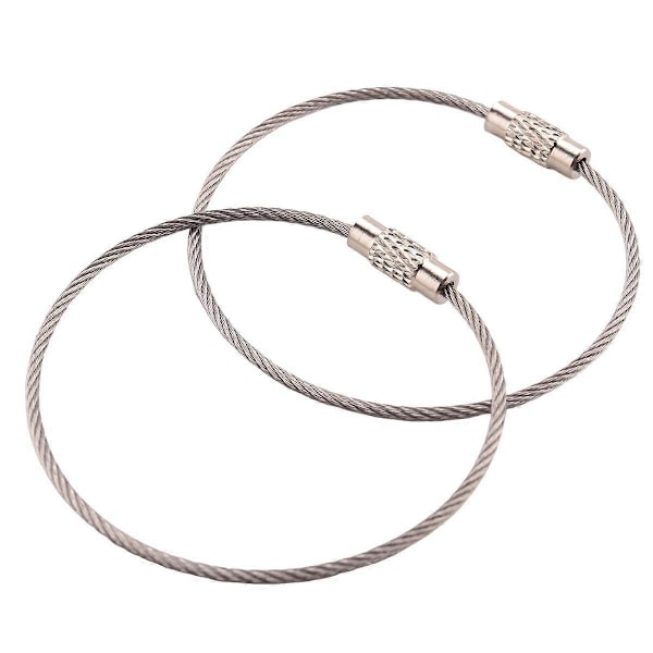 20 stk. nøglering i rustfrit stål, metal kabelwire lanyard med skruelås til Ou