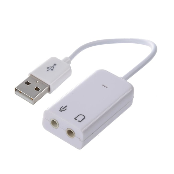3,5 mm Mikrofon Høretelefon Stik USB 2.0 Lydkort Højttaler Audio Adapter Hvid