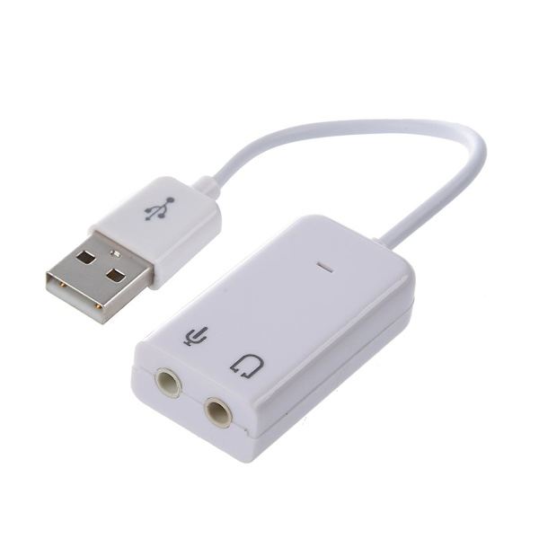 3,5 mm:n mikrofonikuulokeliitäntä USB 2.0 -äänikortti kaiutinäänisovitin valkoinen