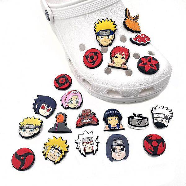 20 kpl Anime Naruto -teemaisia Crocs-kenkien riipuksia DIY-kengille, sandaaleille ja koristeluun, kenkävarusteiden sarja, lahjat