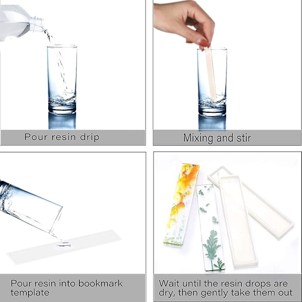 6 stk./sæt 9,4 cm rektangulær silikone bogmærkeform DIY bogmærkeform til fremstilling af epoxyharpiks smykker C