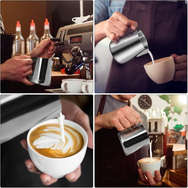 2-pak mælkekander i rustfrit stål, 150ml/350ml mælkeskummer, bærbare kaffemælkekander, dampkande, velegnet til mælk, cappuccino, espresso, latte.