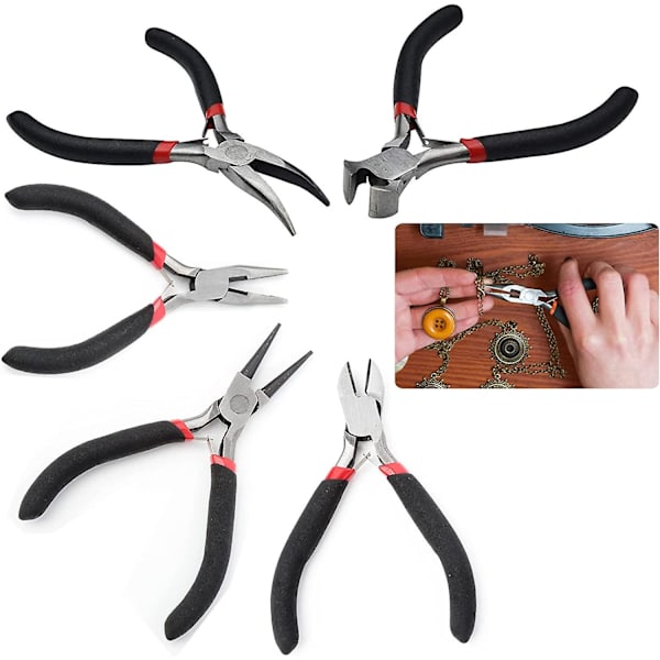 Inherited 5 kpl Helmi Korut Pyöreäkärkiset Pihdit DIY Työkalu Sähkö- ja Puutöihin, DIY Korujen Valmistukseen (pieni)
