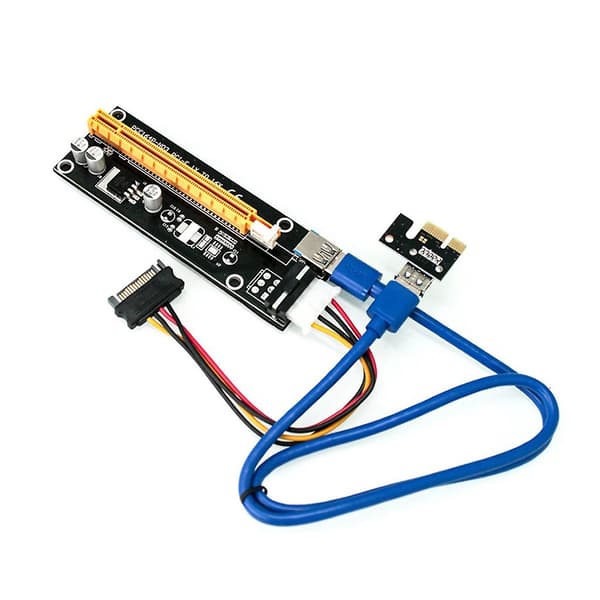 PCI-E Riserkort Sæt PCIe 1X til 16X Adapter 4Pin SATA Strøm USB 3.0 Kabel BTC