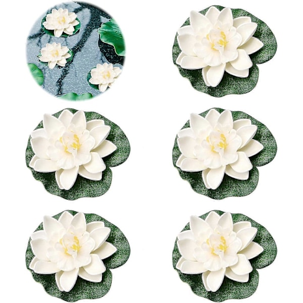 6 Pak Flydende Blomster, Åkande Lotusblomst, Kunstige Åkander