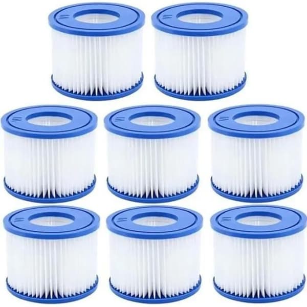 Poolfilter - Typ VI - Set med 8 patroner - Kompatibel med Bestway-spa - Poolunderhåll - Vit och blå