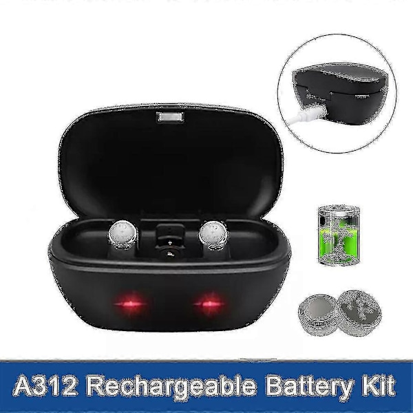A312 Uppladdningsbart Batteri, hörapparatsbatterier 312 Laddare Kit 312 312a A312 Pr4 Uppladdningsbart Batteri För Hörapparat (2st 312)