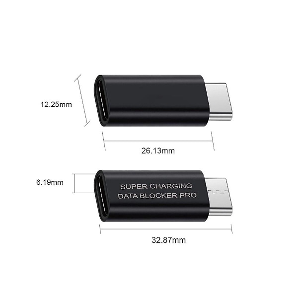 10 st USB Typ-C Datablocker Förebyggande Könsbyte-kontakt USB-C-kontakt Adapter för Blockering