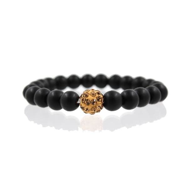 Trendy håndlaget armbånd vulkanstein svarte steiner
